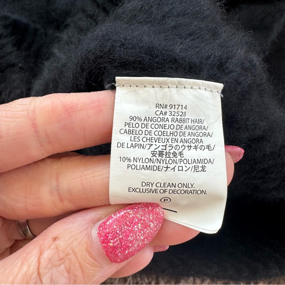 Armani Exchange Black On Off Shoulder Rabbit Hair Sweater Angora Fur M - Picture 5 of 10